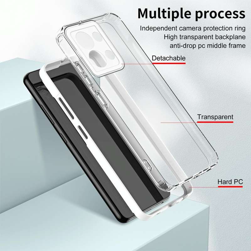 For OPPO Reno8 5G 3 in 1 Clear TPU Color PC Frame Phone Case(White)