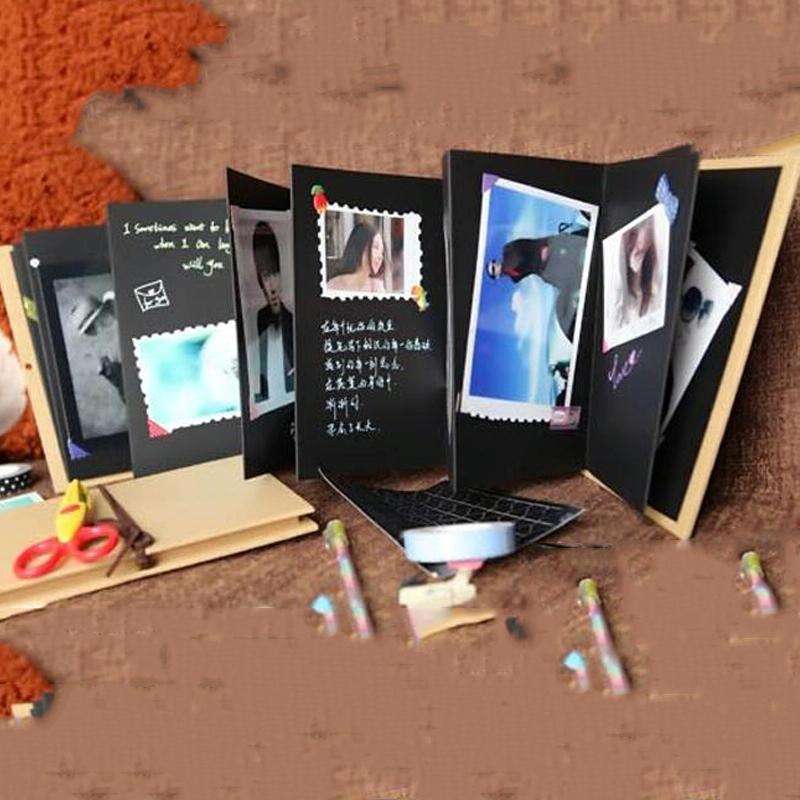 Movie Board Paste Accordion Folding Creative DIY Manual Album Book(Cow Card)