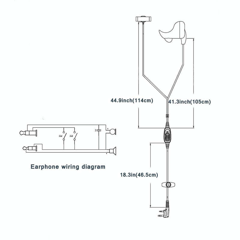 RETEVIS R-161 2 Pin Finger PTT Vibration Conduction Ear Bone Earphone Microphone for H-777/RT7/RT...