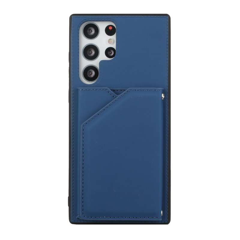 For Samsung Galaxy S22 Ultra 5G Skin Feel PU + TPU + PC Phone Case with Card Slots(Blue)