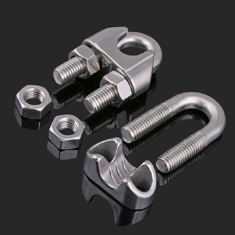 2 PCS Stainless Steel Clip U-shaped Wire Rope Card Head Rope Wire Rope Rolling Head Buckle, Speci...