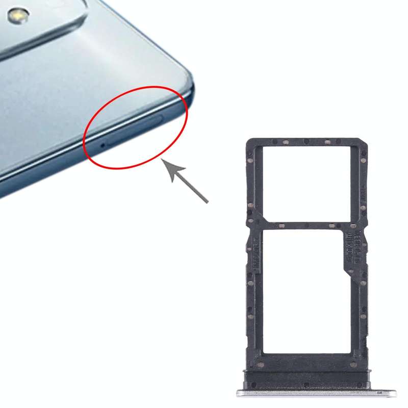 For Honor Play6T SIM + SIM / Micro SD Card Tray (Silver)