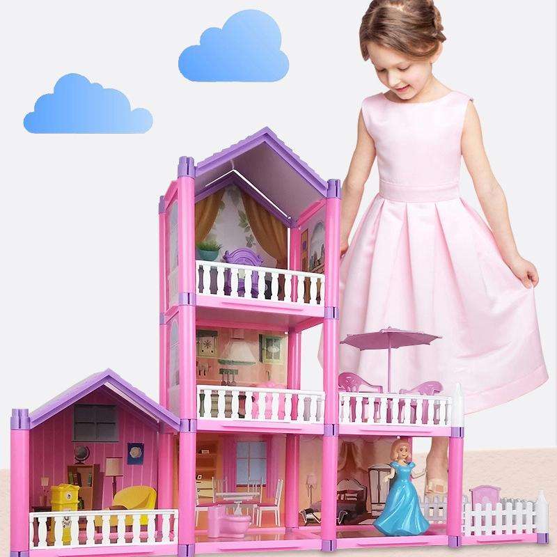 DSJ55-A 274pcs/set Children Passing Domestic Toy Doll House Princess Castle Set Simulation Disgui...