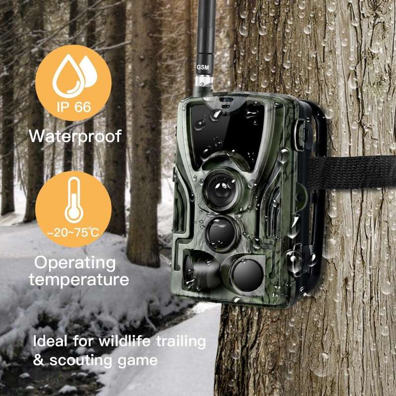 HC801M 2G GSM Waterproof IP66 IR Night Vision Security Hunting Trail Camera, 120 Degree PIR Angle