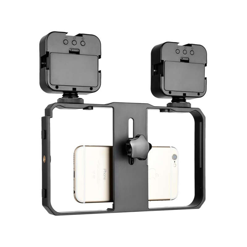 YELANGU PC201 YLG1801A Vlogging Live Broadcast LED Selfie Light Smartphone Video Rig Handle Stabi...