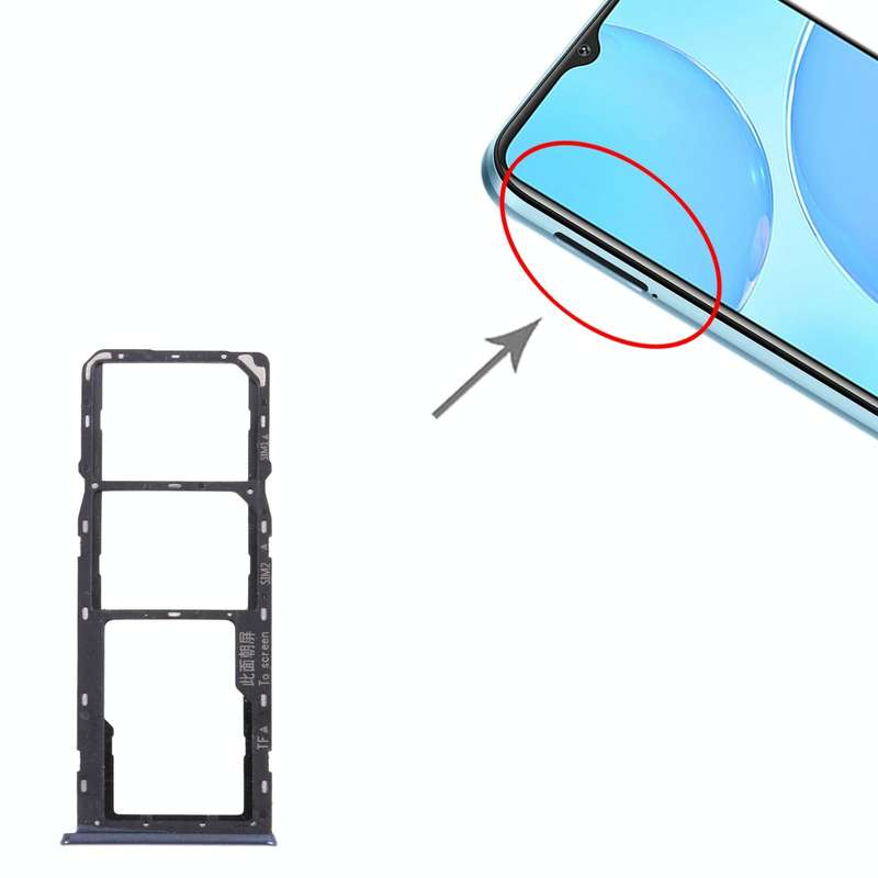 For OPPO A15s CPH2179  SIM Card Tray + SIM Card Tray + Micro SD Card Tray (Black)