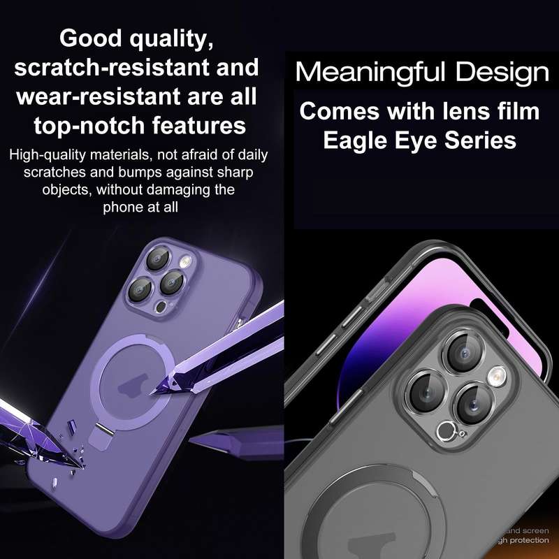 For iPhone 13 MagSafe Holder PC Hybrid TPU Phone Case(Black)