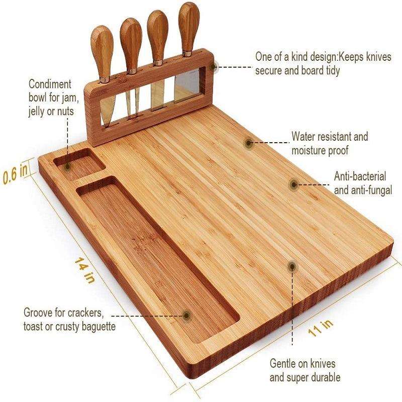 Bamboo Cheese Board Charcuterie Board Sets(36x29x1.5cm)