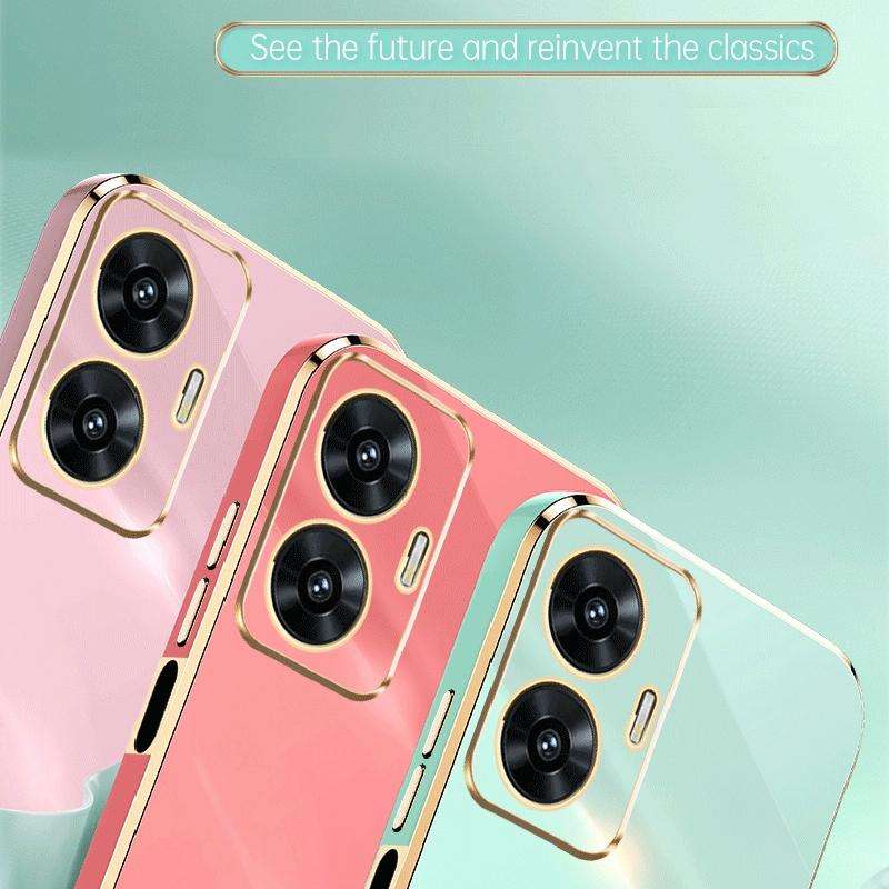 For Realme C55 XINLI Straight Edge 6D Electroplate TPU Phone Case(Cherry Purple)