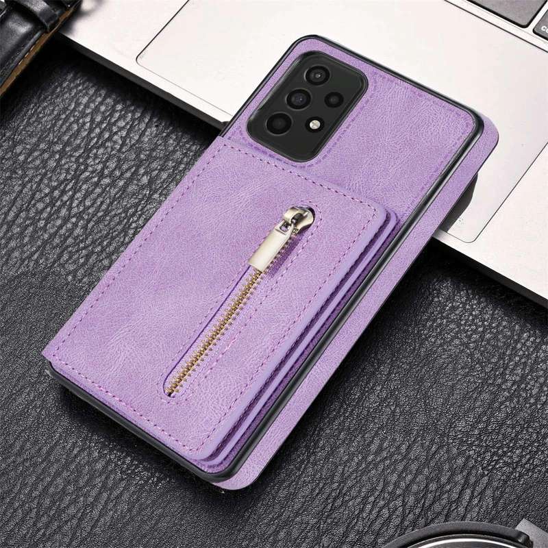 For Samsung Galaxy A53 5G Zipper Card Holder Phone Case(Purple)