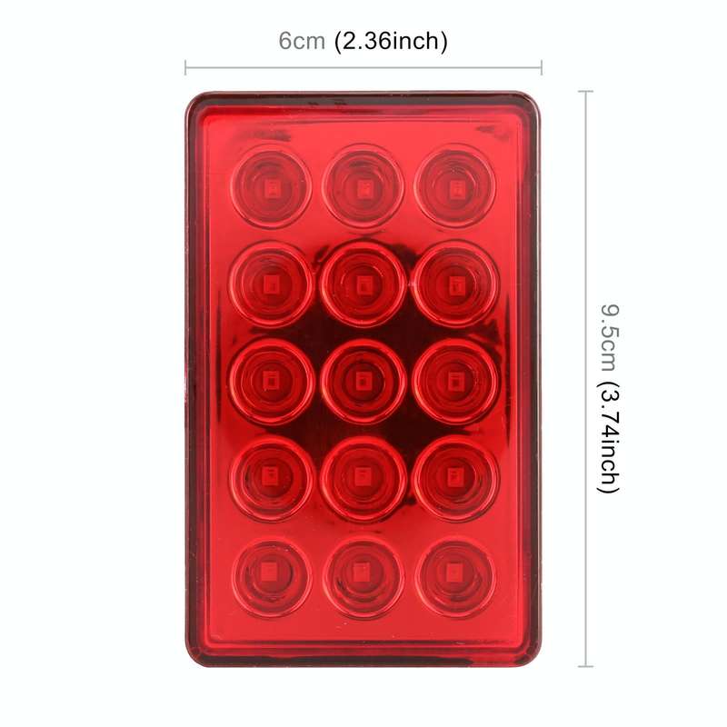 DC12V 1W Car Square Highlight Brake Lights Reversing Light with 15LEDs SMD-3528 (Red)
