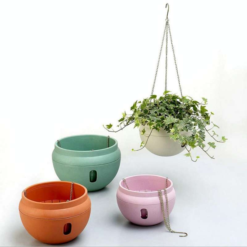 Hanging Plastic Flower Pots Hanging Pots Flower Pot With Hanging Chain,Small Size:20*13.6cm ,Rand...