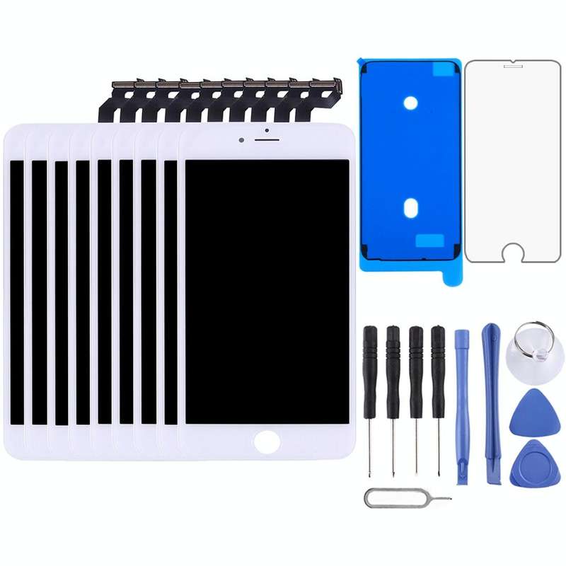 10 PCS TFT LCD Screen for iPhone 6s Plus Digitizer Full Assembly with Frame (White)