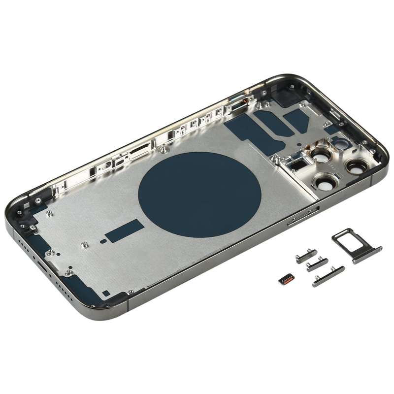 Back Housing Cover with SIM Card Tray & Side keys & Camera Lens for iPhone 12 Pro Max(Black)