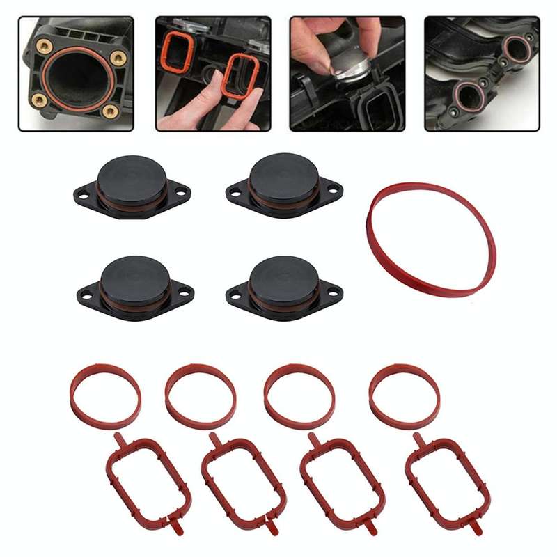 4x33mm Car Swirl Flap Air Intake Aluminum Gasket Remove Repair Kit(Black)