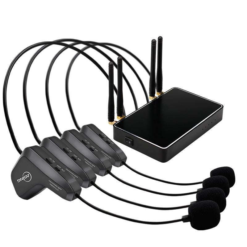 ASiNG WM07 4 x Transmitter + 1 x Receiver Head-mounted Wireless Microphone(Black)