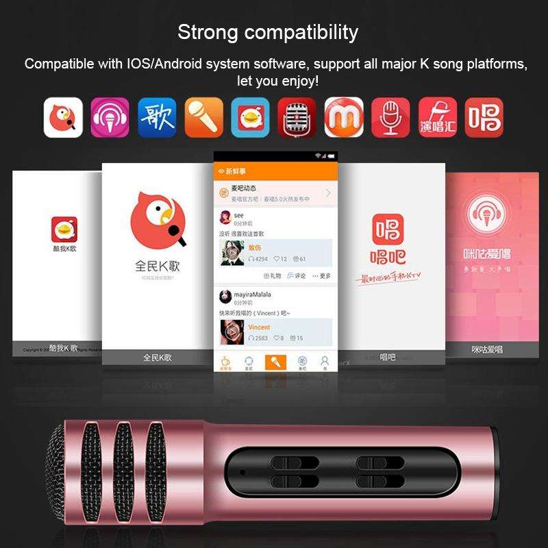 BGN-C7 Condenser Microphone Dual Mobile Phone Karaoke Live Singing Microphone Built-in Sound Card...