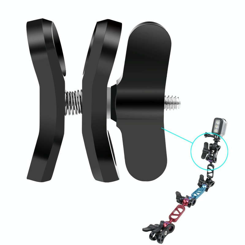 PULUZ Ball Clamp Close Hole Diving Camera Bracket CNC Aluminum Spring Flashlight Clamp for Diving...