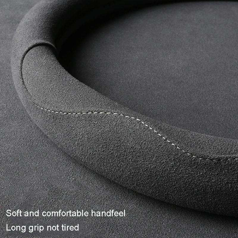 Turned Fur D Type Steering Wheel Cover, Size: 38cm(Black Red)