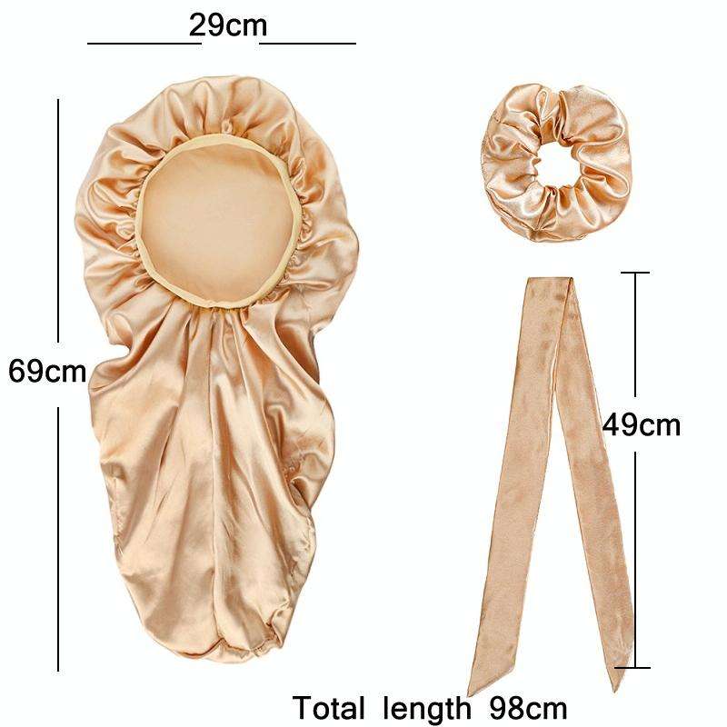3 PCS/Set Hair Care Long Cap + Turban + Hair Ring(Black)