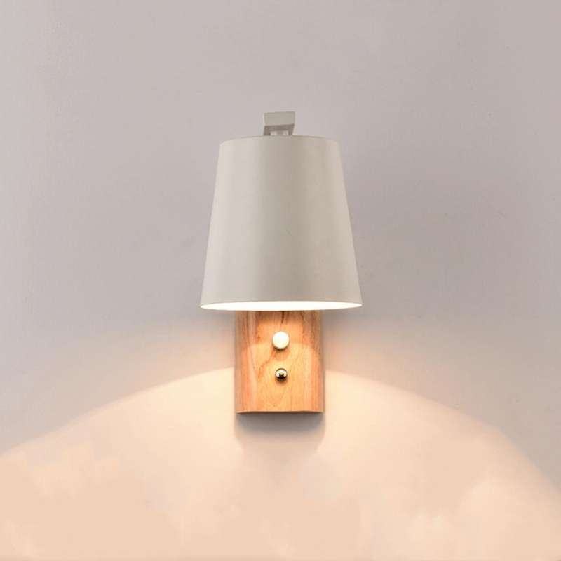Creative Bedroom Study Bedside Balcony Aisle Porch Hotel Cafe Wood Wall Lamp Switch Light, Light ...