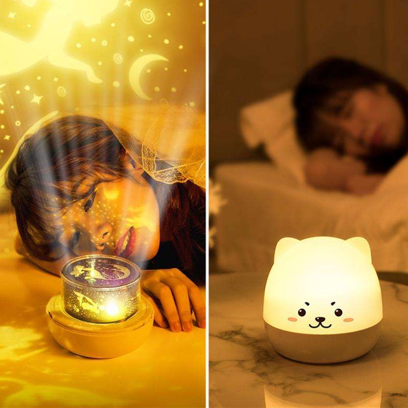 Children Starry Sky Projection Lamp USB Rotating LED Night Light Music Box Chargeable Sleeping Li...