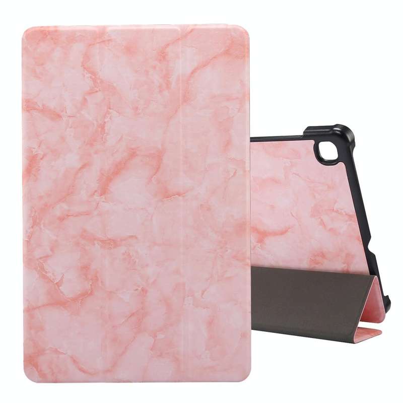 For Galaxy Tab S6 Lite P610 / P615 Marble Texture Horizontal Flip Leather Case, with Three-foldin...