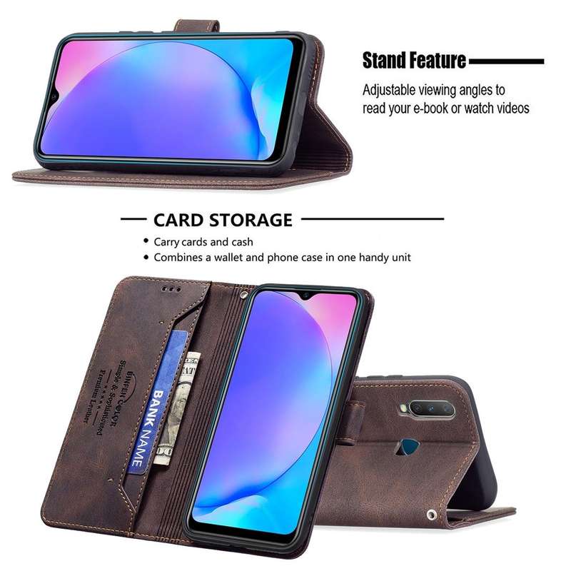 For vivo Y11 / Y15 / Y12 / Y17 Magnetic Clasp RFID Blocking Anti-Theft Leather Case with Holder &...