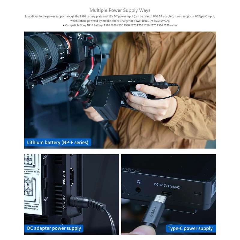 FEELWORLD F5 ProX 5.5 inch 1600nit High Bright Touch Screen DSLR Camera Field Monitor 4K HDMI F97...