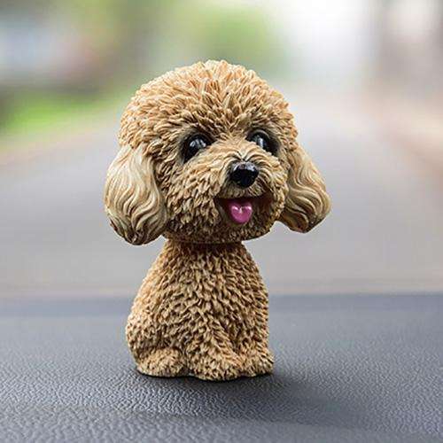 Shaking Head Dog Car Ornaments Resins Lovely Cartoon Dog New Year Gifts with Double-sided Adhesiv...