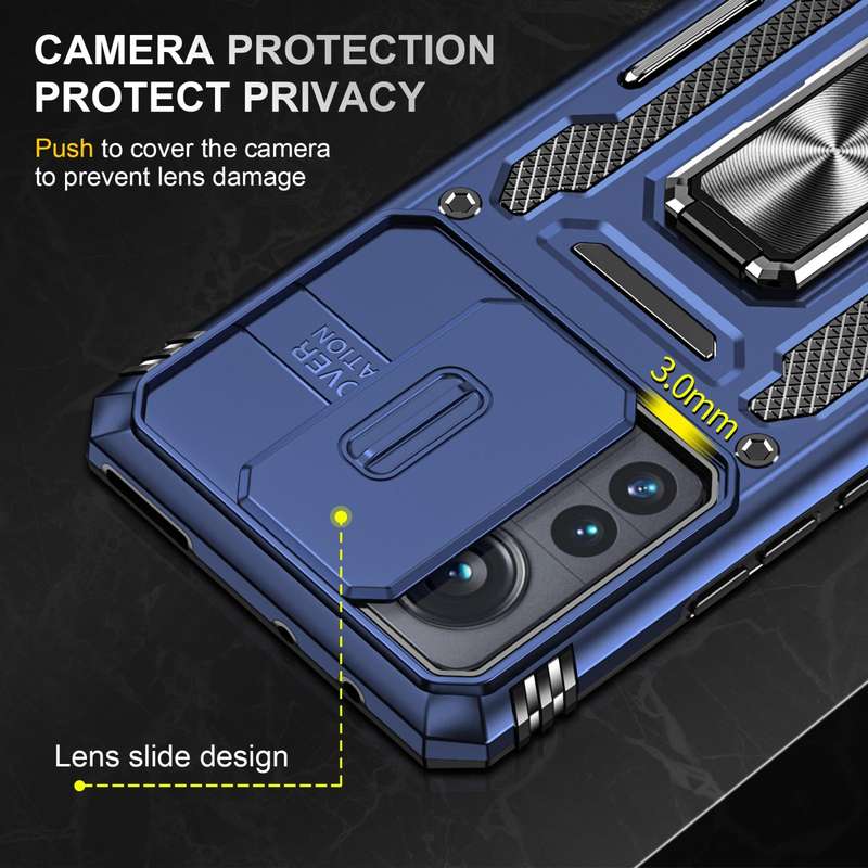 For Xiaomi 12 Pro Armor PC + TPU Camera Shield Phone Case(Navy Blue)