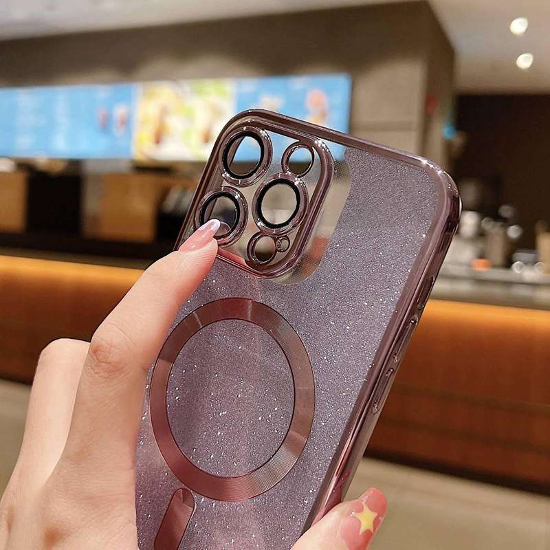 For iPhone 12 Pro Max MagSafe Glitter Electroplating TPU Phone Case(Black)