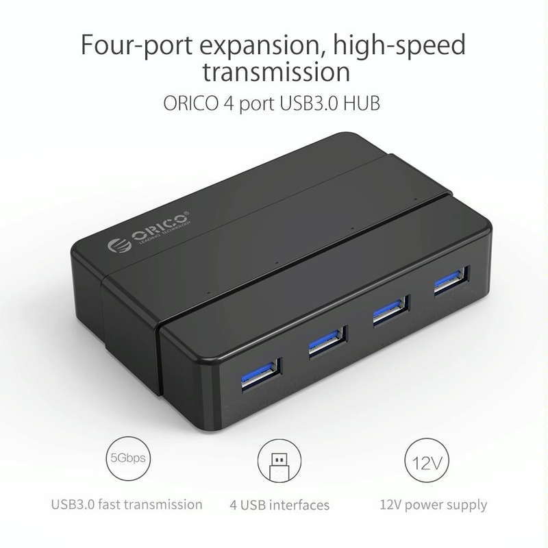 ORICO H4928-U3 ABS High Speed 4 Ports USB 3.0 HUB with 12V Power Adapter for Smartphones / Tablet...