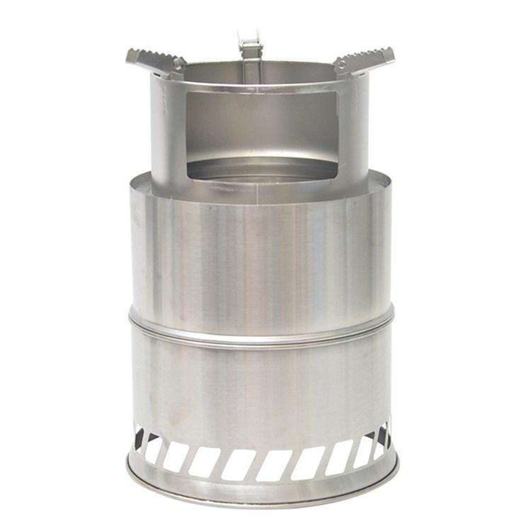 Outdoor Portable Round Wood Stove Charcoal Stove Solid Alcohol Stove Thick Stainless Steel Picnic...
