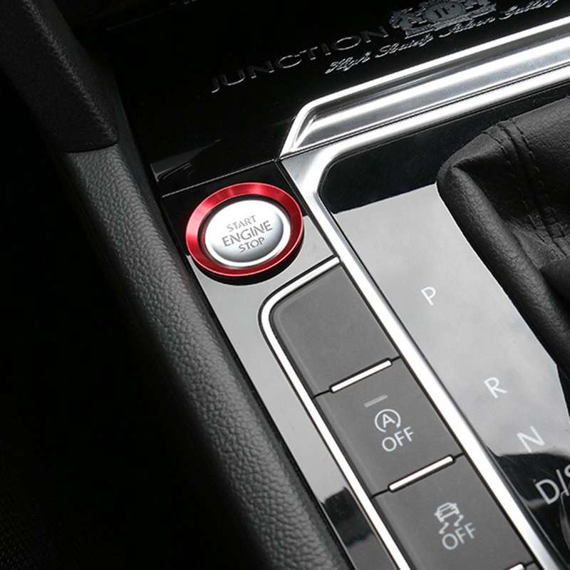 Car Engine Start Key Push Button Ring Trim Aluminum Alloy Sticker Decoration for Volkswagen(Red)