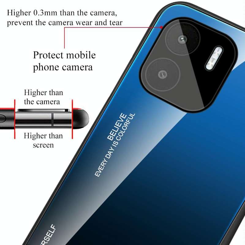 For Xiaomi Redmi A1 4G Gradient Color Glass Phone Case(Blue Black)