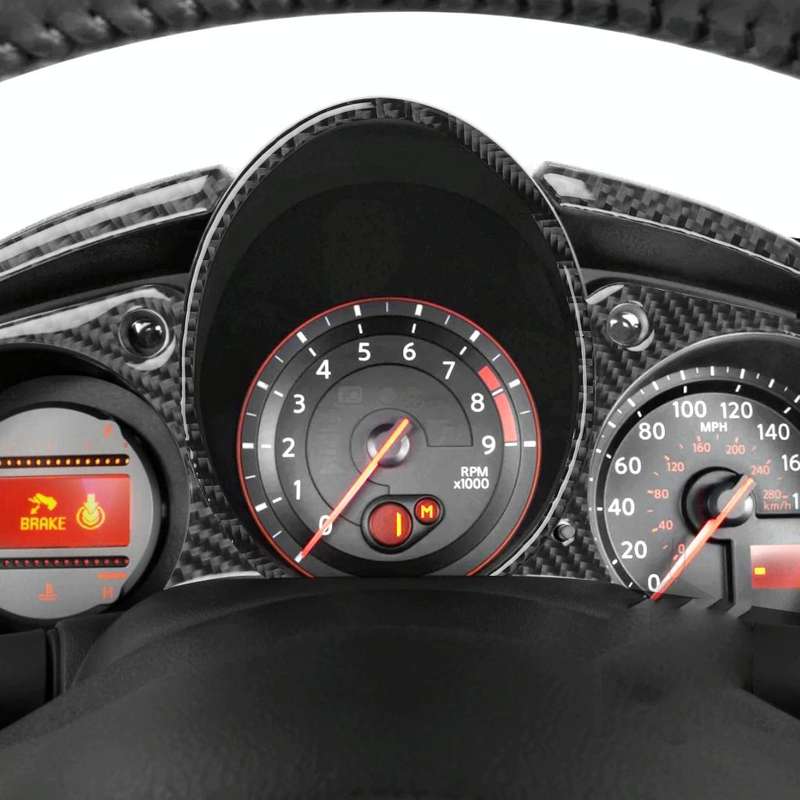 5 in 1 Car Carbon Fiber Speed Dashboard Decorative Sticker for Nissan 370Z Z34 2009-, Left and Ri...