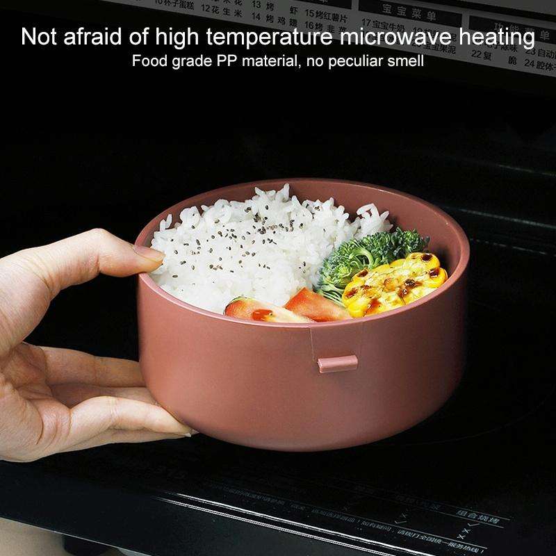 Round Portable Insulation Partitioned Lunch Box Student Office Workers Heated Microwave Oven Bent...