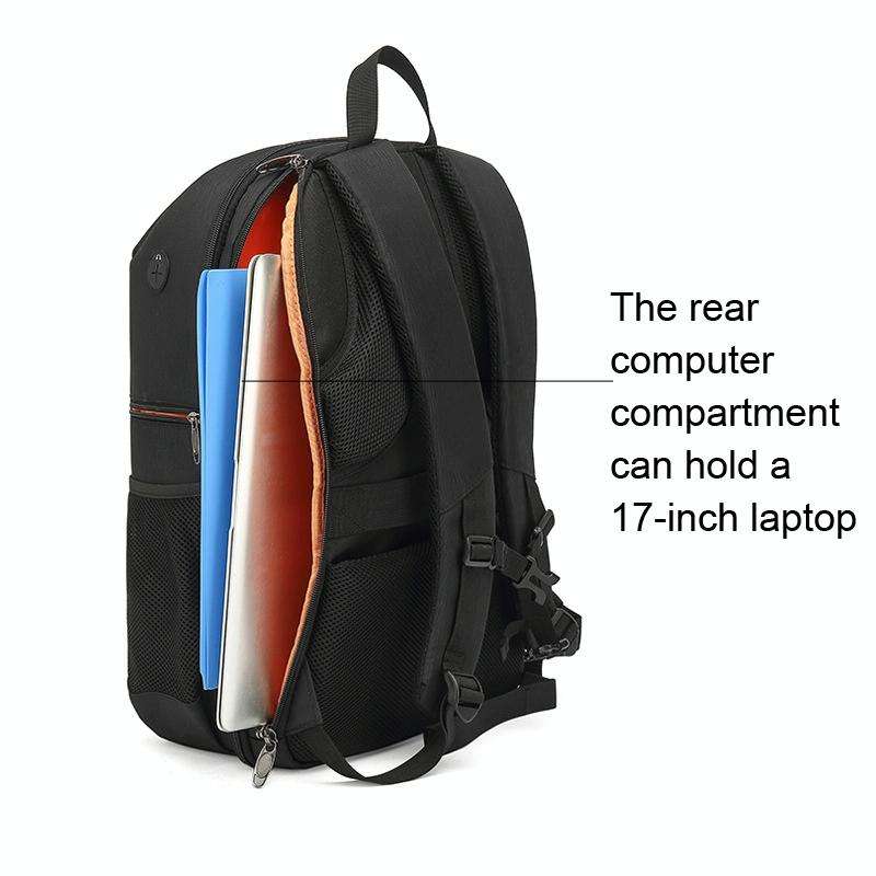 Oxford Cloth Waterproof Photography Backpack 17 Inch Laptop Backpack(Orange)