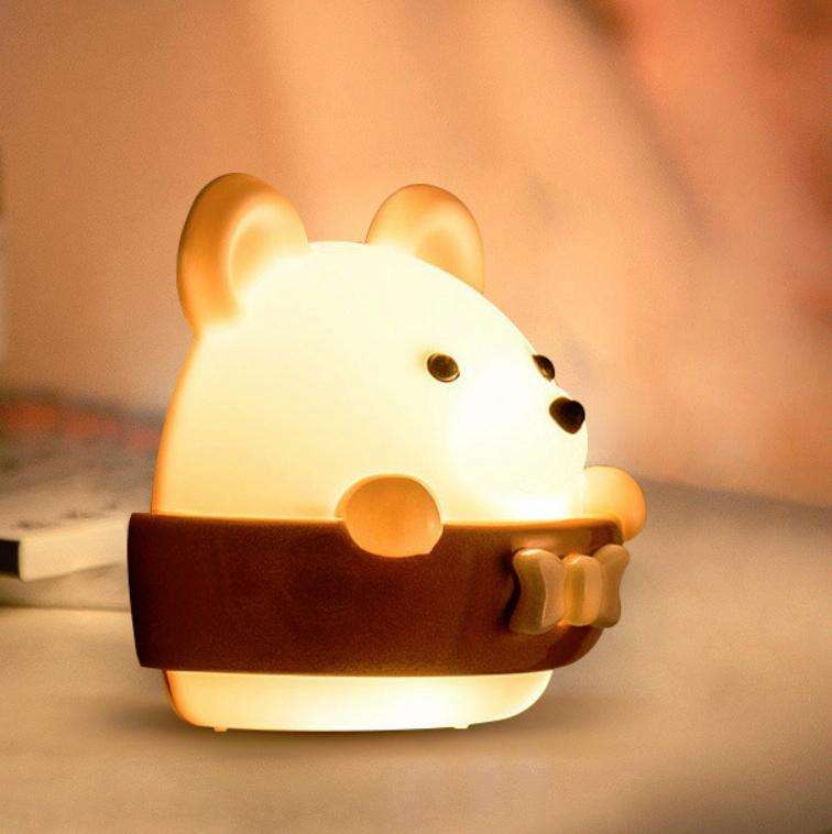 Bear Remote Control Night Light Bedside Eye Protection Wall Lamp with 3 Light Modes, Style:Rechar...