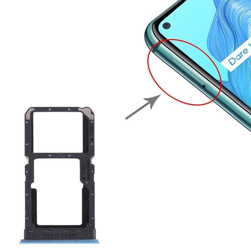 For OPPO Realme V5 5G  SIM Card Tray + SIM Card Tray / Micro SD Card Tray (Blue)