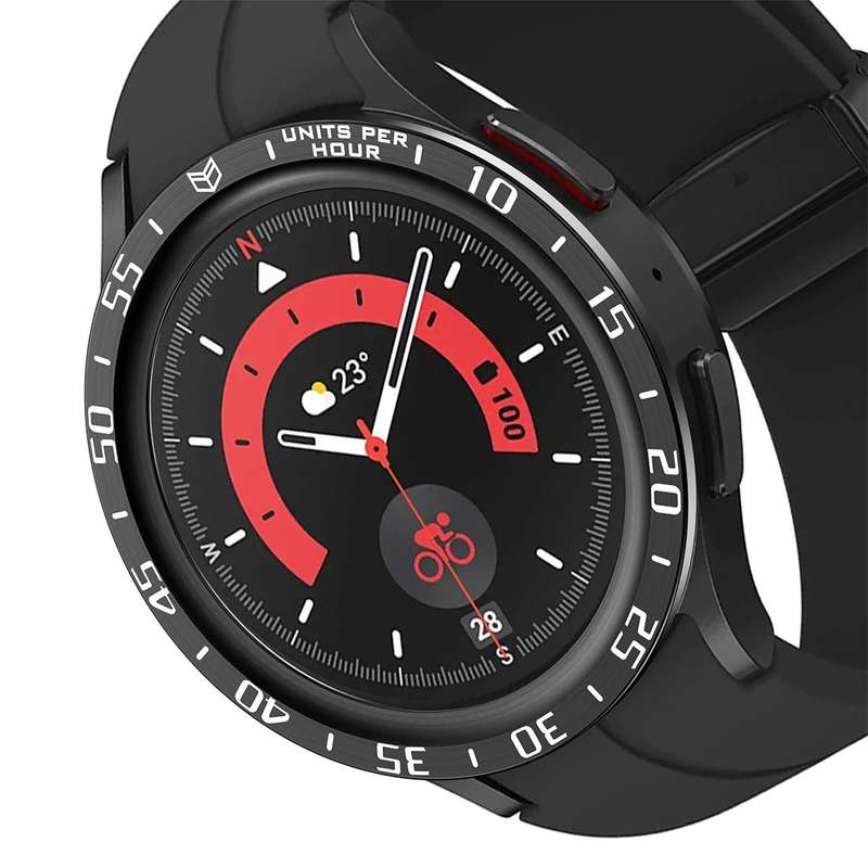 For Samsung Galaxy Watch5 Pro 45mm A Style Dial Steel Protective Frame(Black)