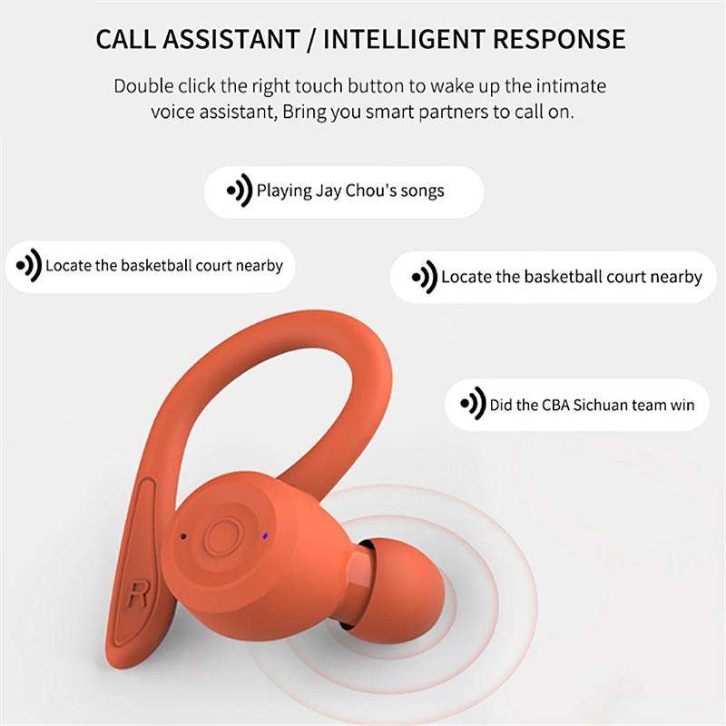 T20 TWS Bluetooth Hooks Wireless Sports Headphones with Charging Box IPX6 Waterproof Noise-cancel...
