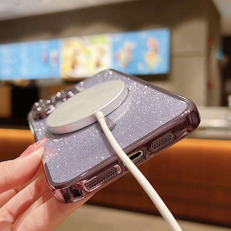 For iPhone 12 Pro Max MagSafe Glitter Electroplating TPU Phone Case(Black)
