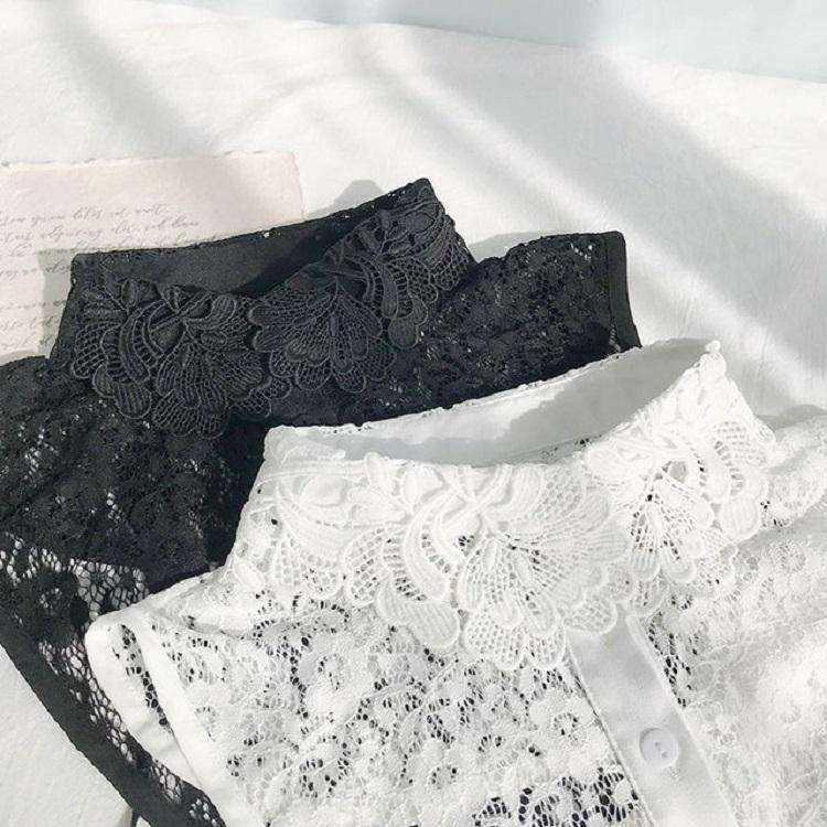White Women Autumn and Winter Lace Wild Fake Collar Shirt Decoration Collar, Style:C