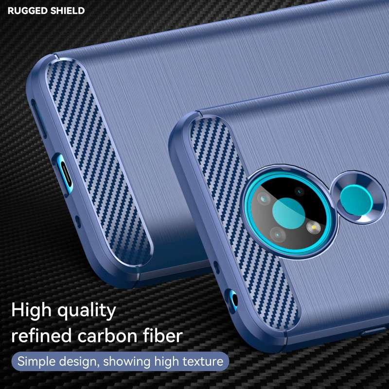 For Nokia 3.4 Brushed Texture Carbon Fiber TPU Phone Case(Blue)