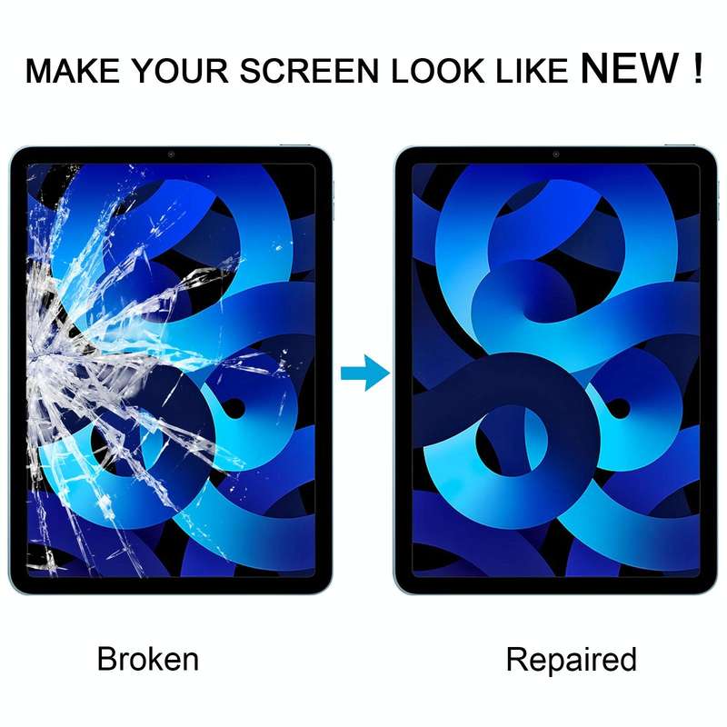 For iPad Air 5 Front Screen Outer Glass Lens with OCA Optically Clear Adhesive(Black)