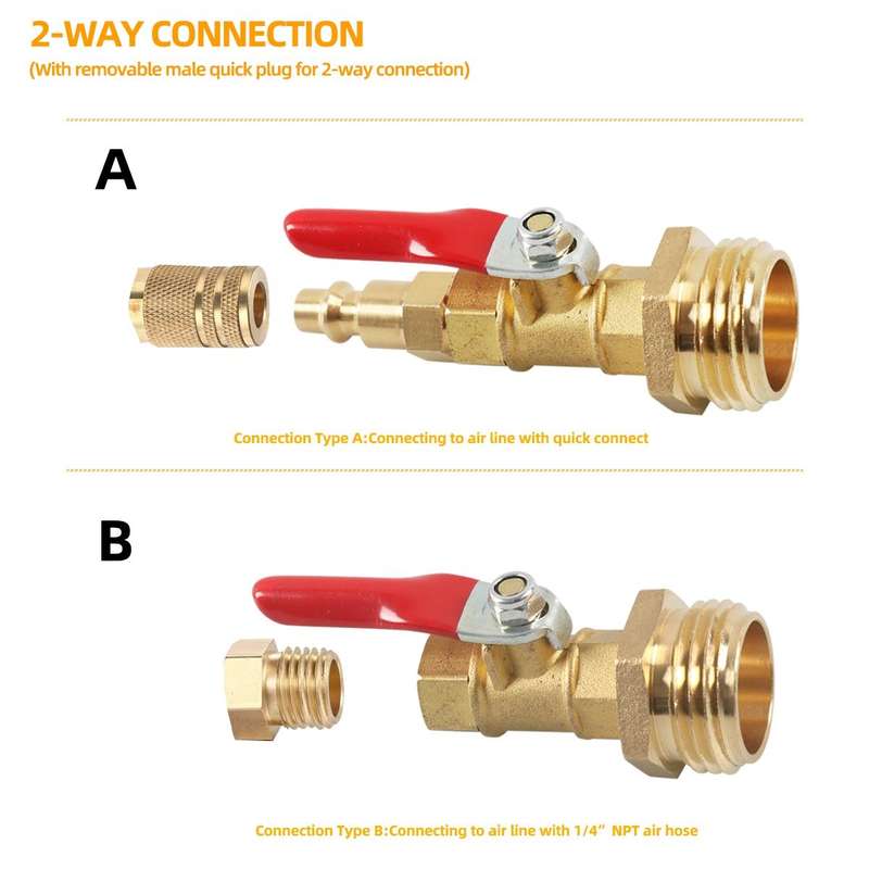 A6863 RV Female + Male 1/4 Drain Fitting Adapter with Storage Bag
