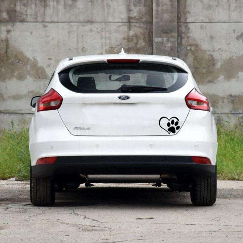 20 PCS Car Sticker Reflective Love Footprints Car Sticker Dog Footprints(Black)