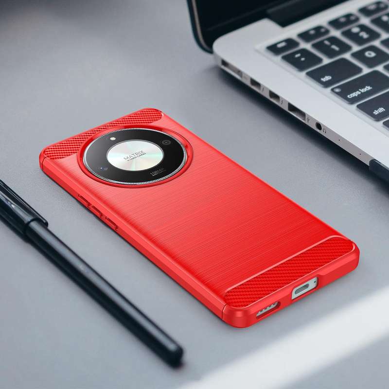 For Honor X9B Brushed Texture Carbon Fiber TPU Phone Case(Red)
